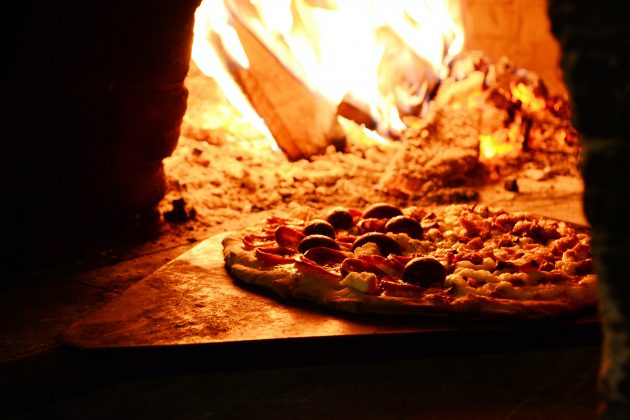 Pizza in wood fired oven