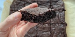 The perfect fudgy brownie in hand